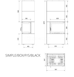 Модульний камін Kratki Simple Box P/S/Black 8 кВт. Фото 7