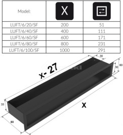 Решітка для каміну Kratki Luft 45S 6x20 графітова. Фото 4