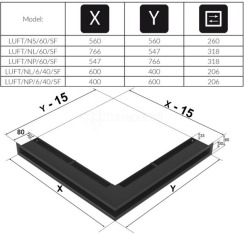 Решітка для каміну Kratki Luft 45SF NP 54,7x76,6x6 шліфована (LUFT/NP/60/45S/SZ/SF). Фото 4