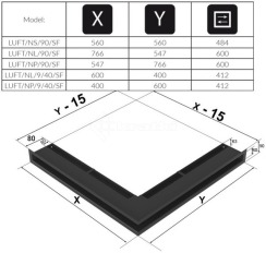 Решітка для каміну Kratki Luft 45SF NP 54,7x76,6x9 графітова (LUFT/NP/90/45S/G/SF). Фото 4